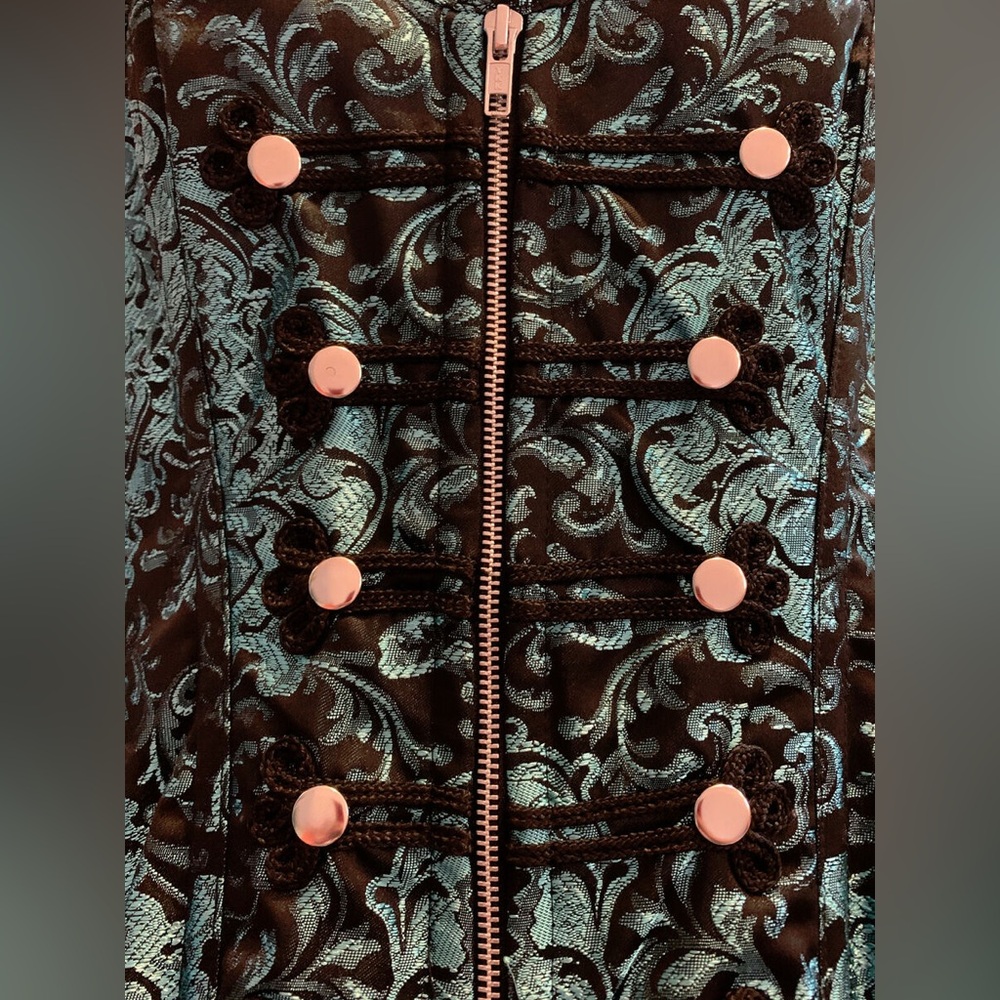 NWT Burleska Paula Corset Dress in Turquoise and Jacquard Black Lace Size 26 - Picture 4 of 5